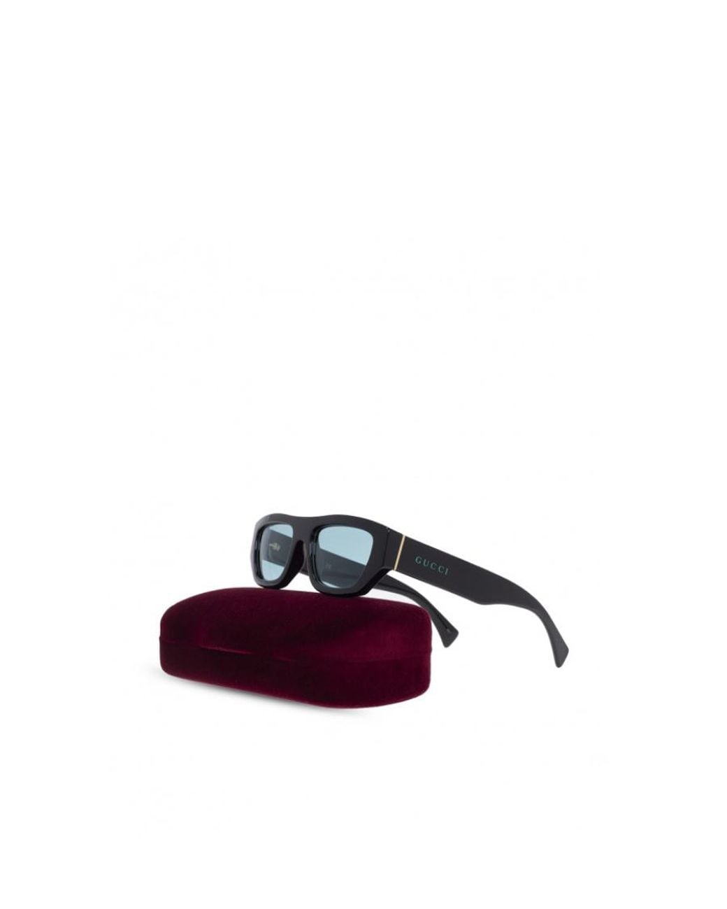 Gucci White Logo-Print Rectangle-Frame Sunglasses