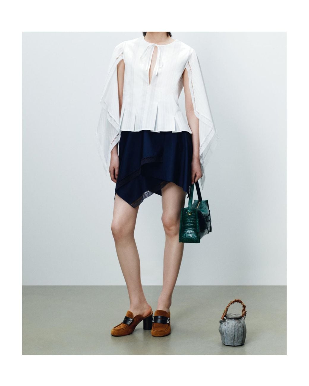 J.W. Anderson White Draped Sleeve Top