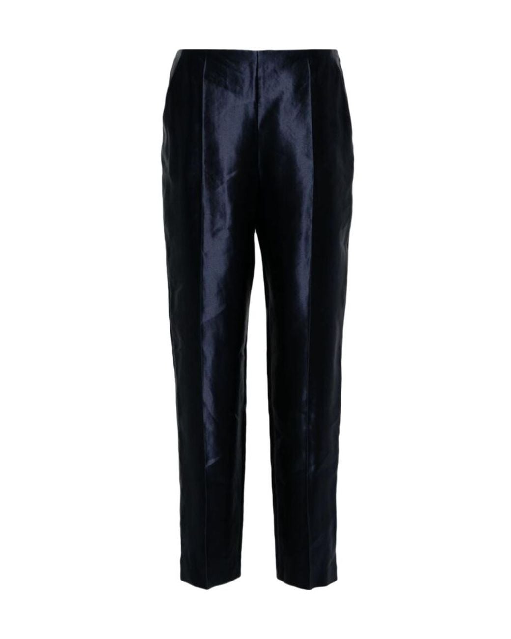 Giorgio Armani Blue Straight Satin Trousers