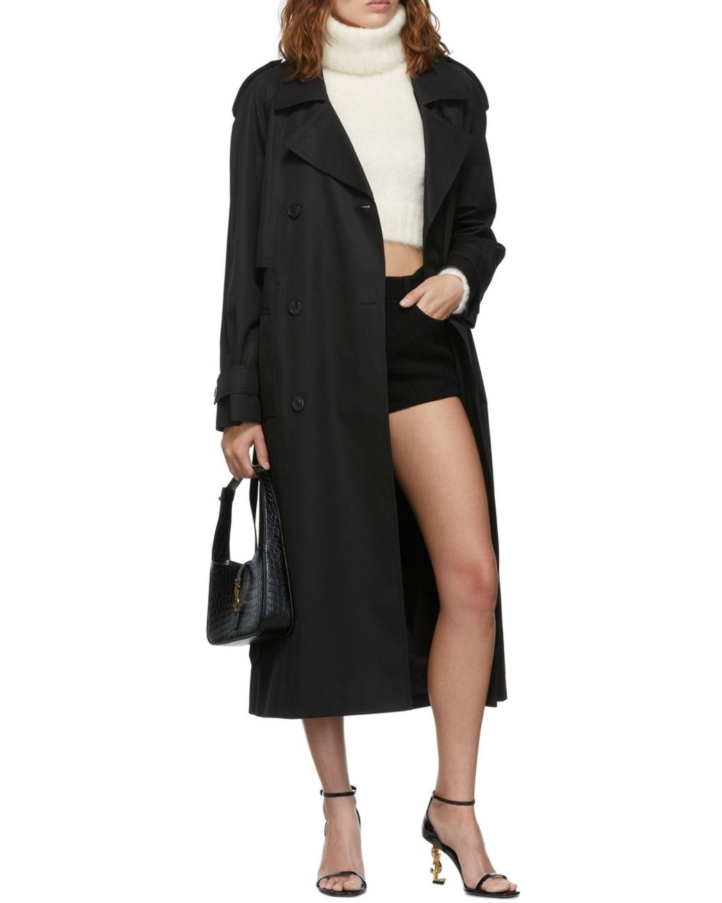 Saint Laurent Black Le 5 À 7 Embossed Shoulder Bag