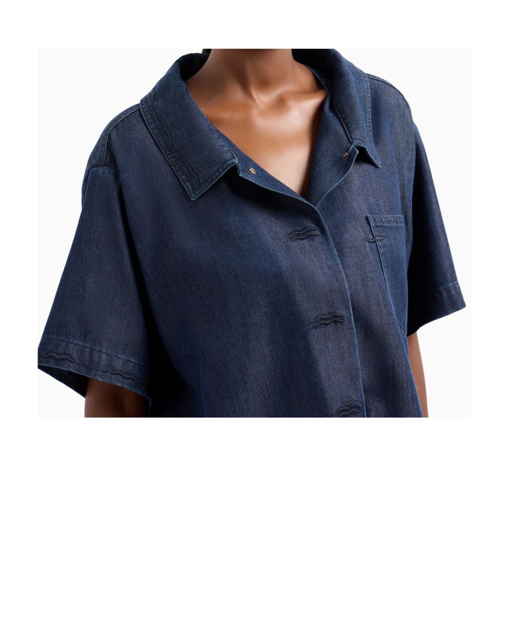 Giorgio Armani Blue Lyocell Short-Sleeved Shirt