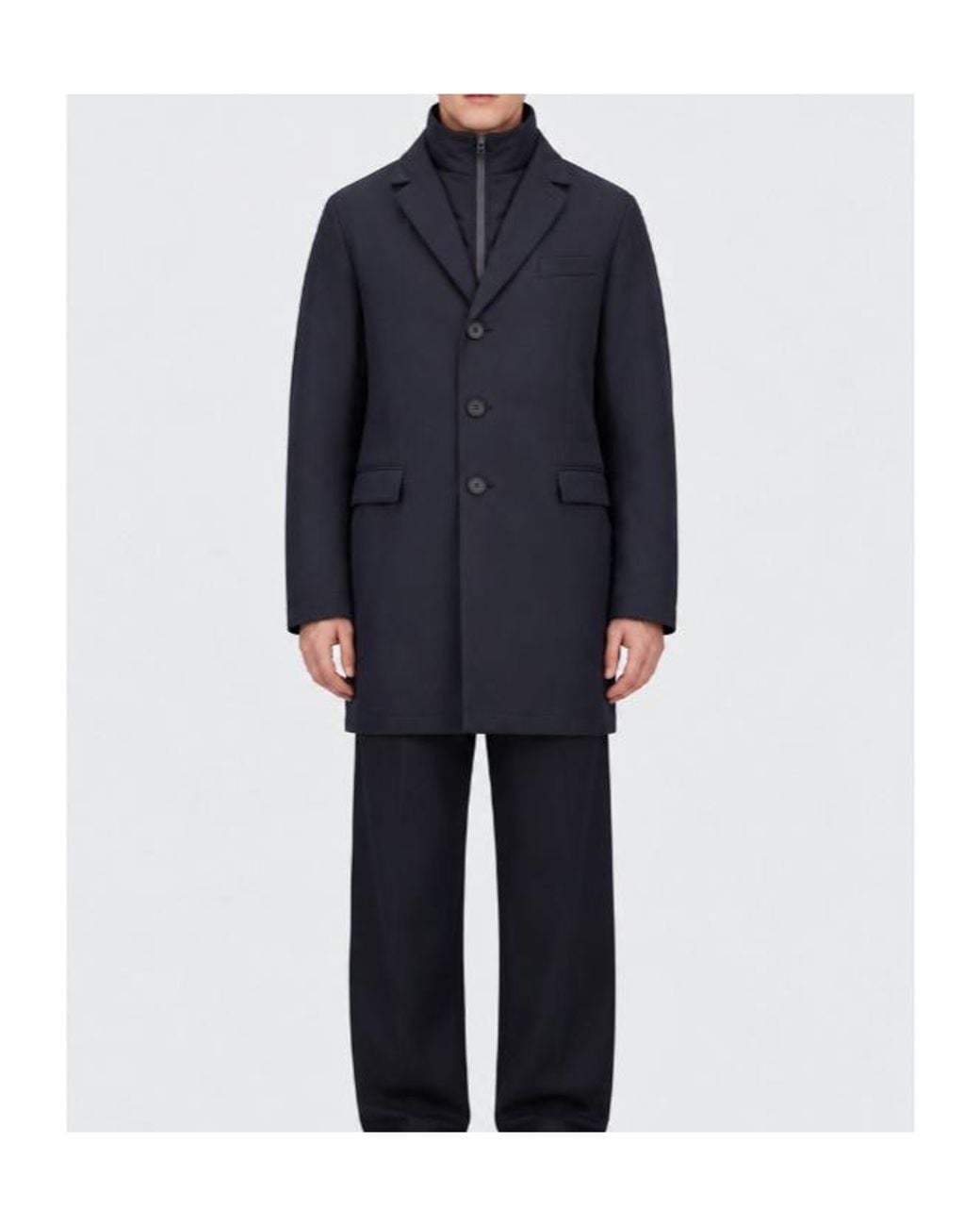 Herno Blue Long-Sleeved Single-Breasted Coat for men