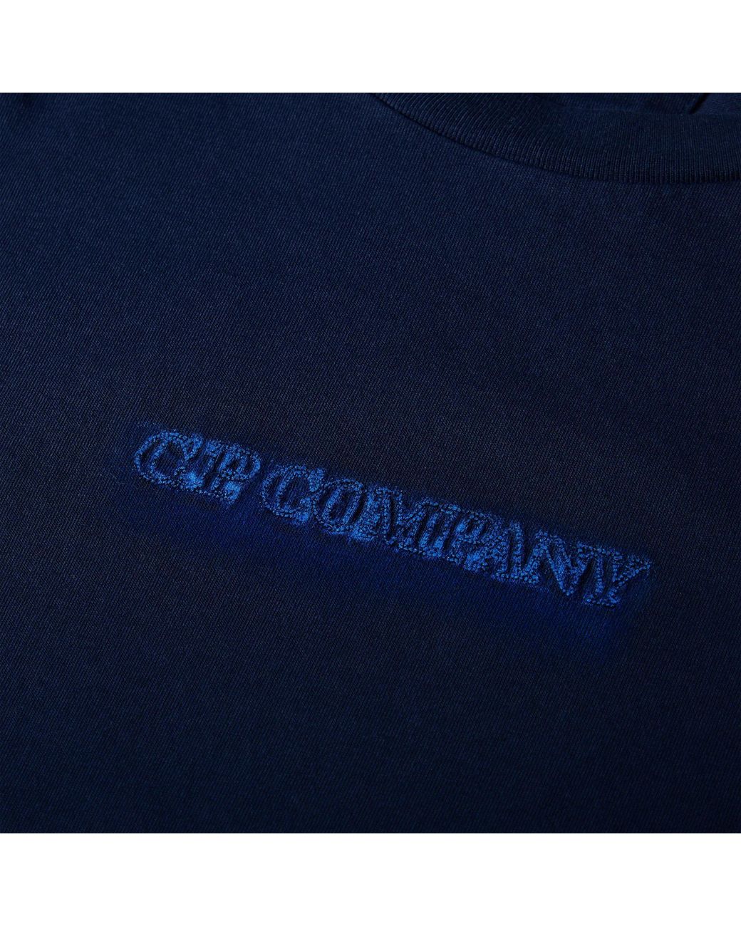 C P Company Blue Logo Crew Neck T-Shirt for men