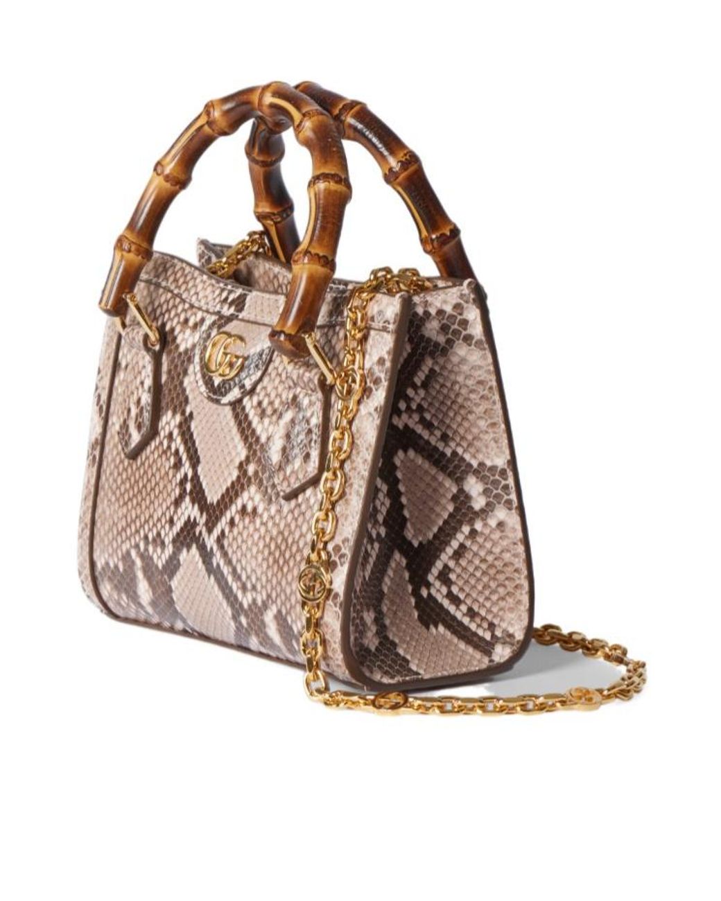 Gucci Pink Diana Python Small Tote Bag
