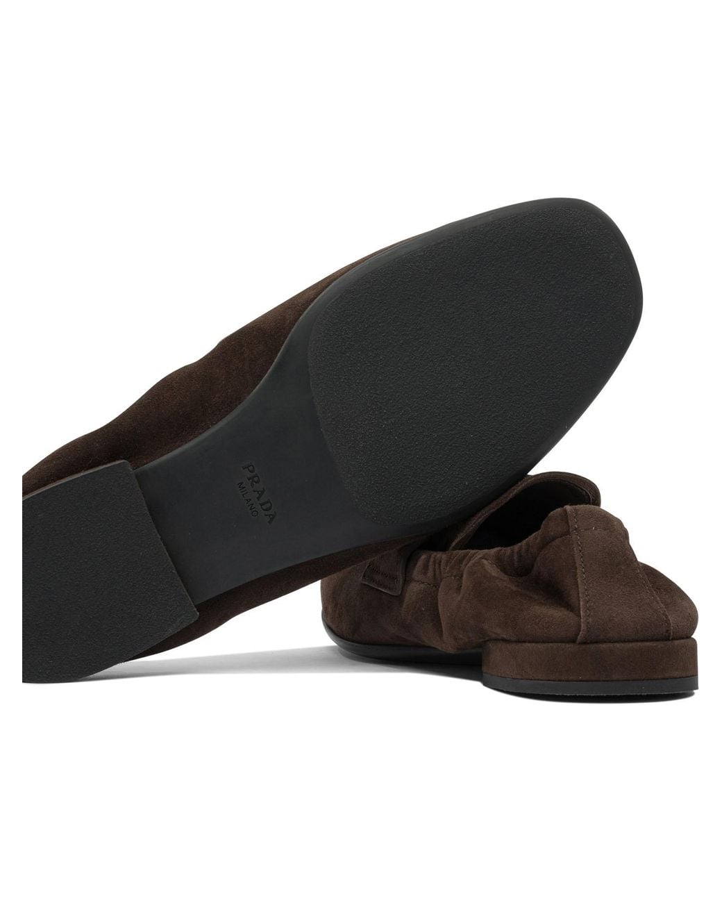 Prada Brown Logo Printed Slip-On Loafers