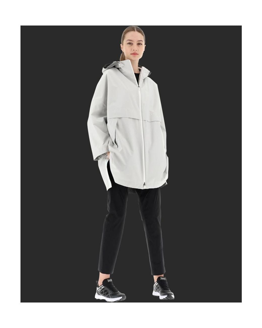Herno White Hooded Zip Coat