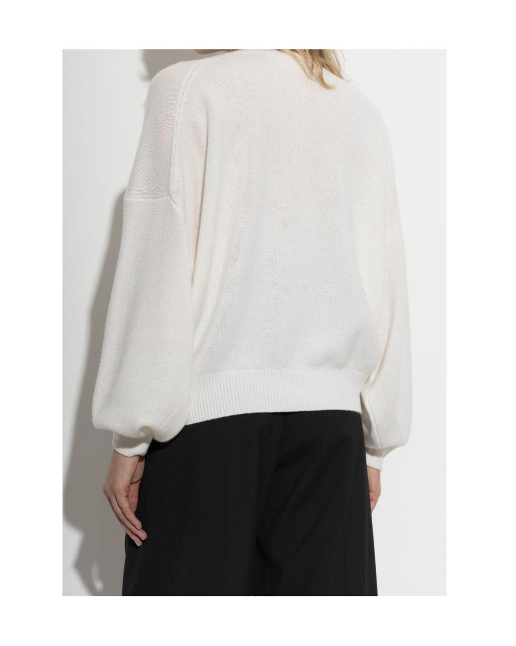 Lisa Yang White Veira Balloon-Sleeve Knitted Sweater