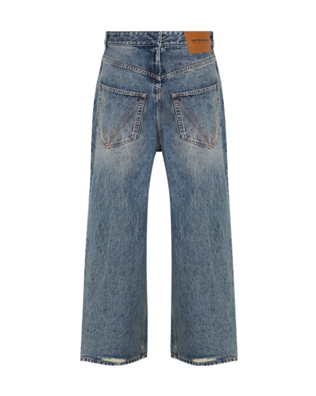 Vetements Blue Distressed V-Yoke Jeans for men