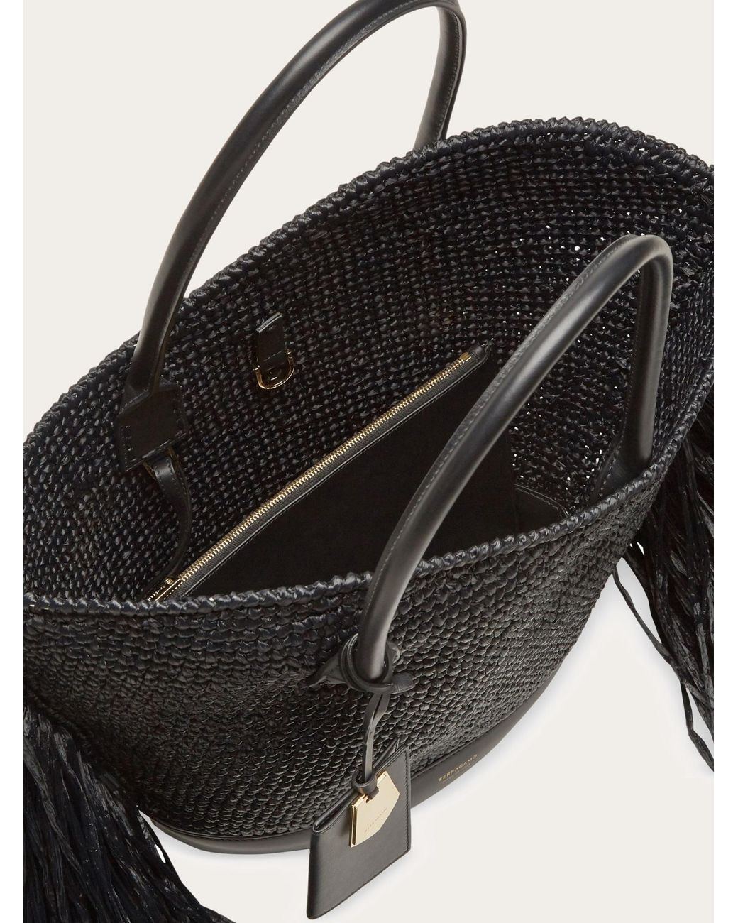 Ferragamo Black Ferragamo Fringed Tote Bag
