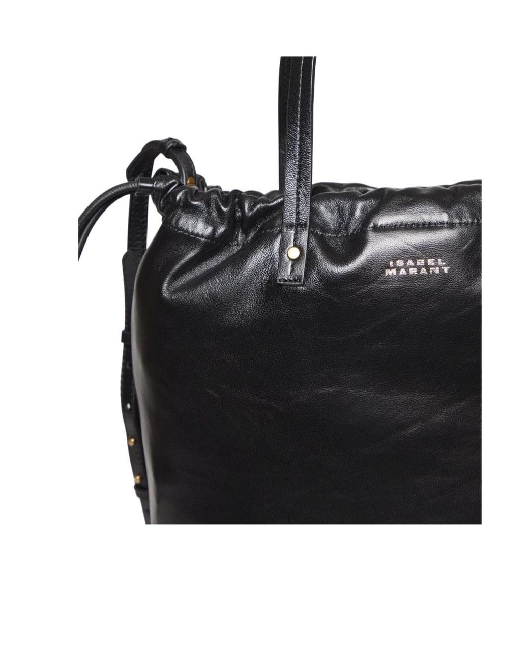 Isabel Marant Black Silven Logo Printed Drawstring Shoulder Bag