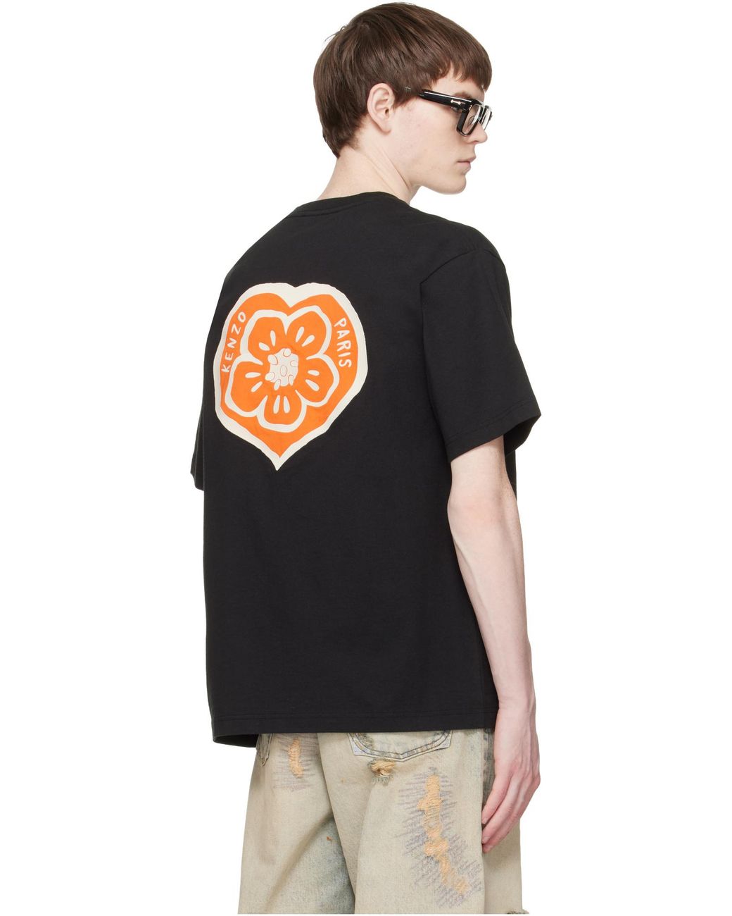 KENZO Black Boke Heart Oversized T-Shirt for men