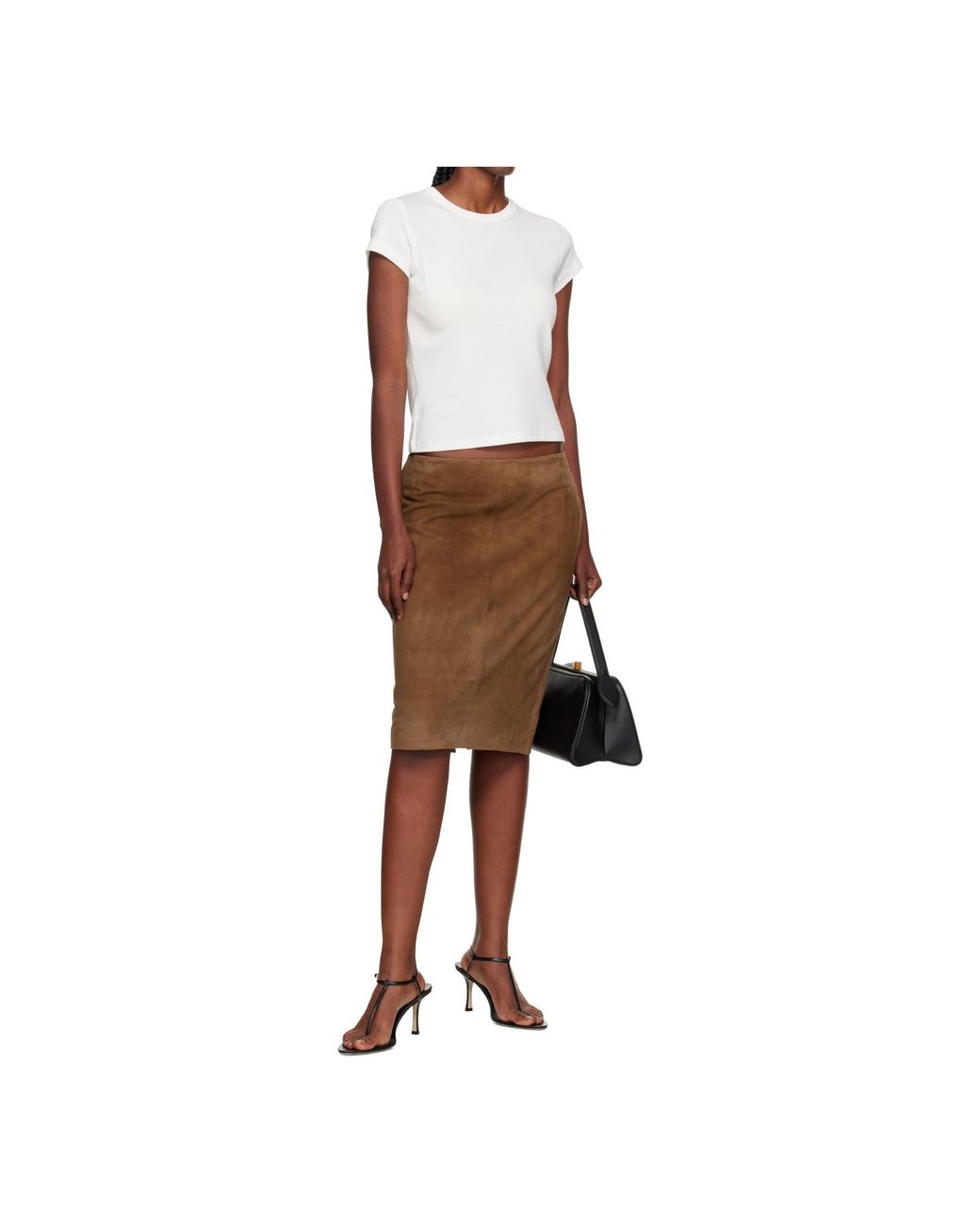 St. Agni Brown Pencil Zip Skirt