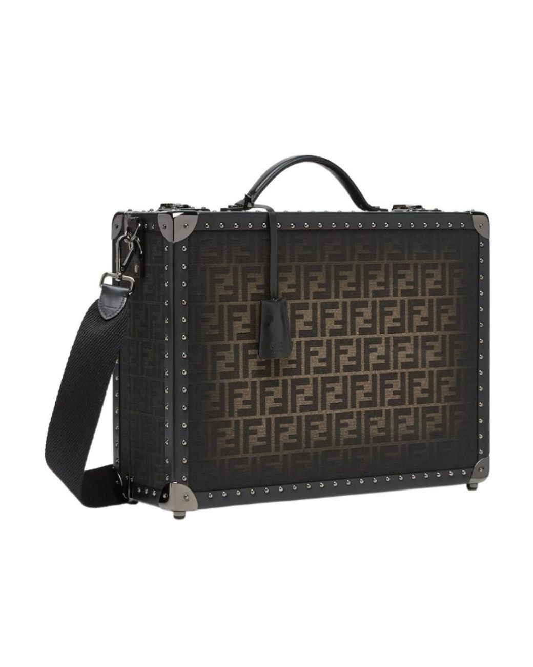Fendi Black Ff Fabric Suitcase for men
