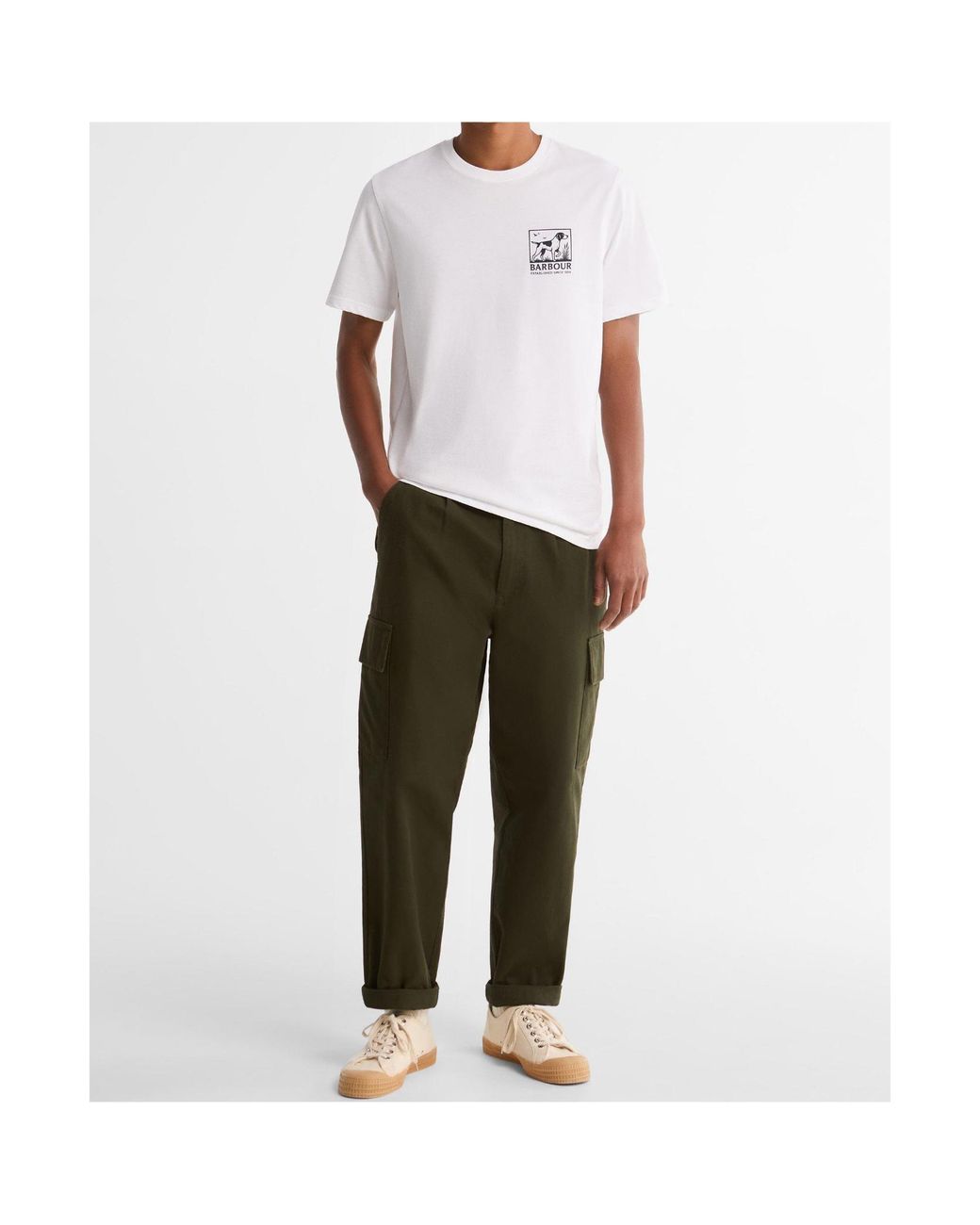 Barbour White Script Graphic T-Shirt for men