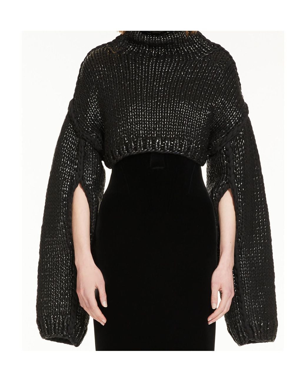 Sportmax Black High Neck Cut-Out Detailed Jumper