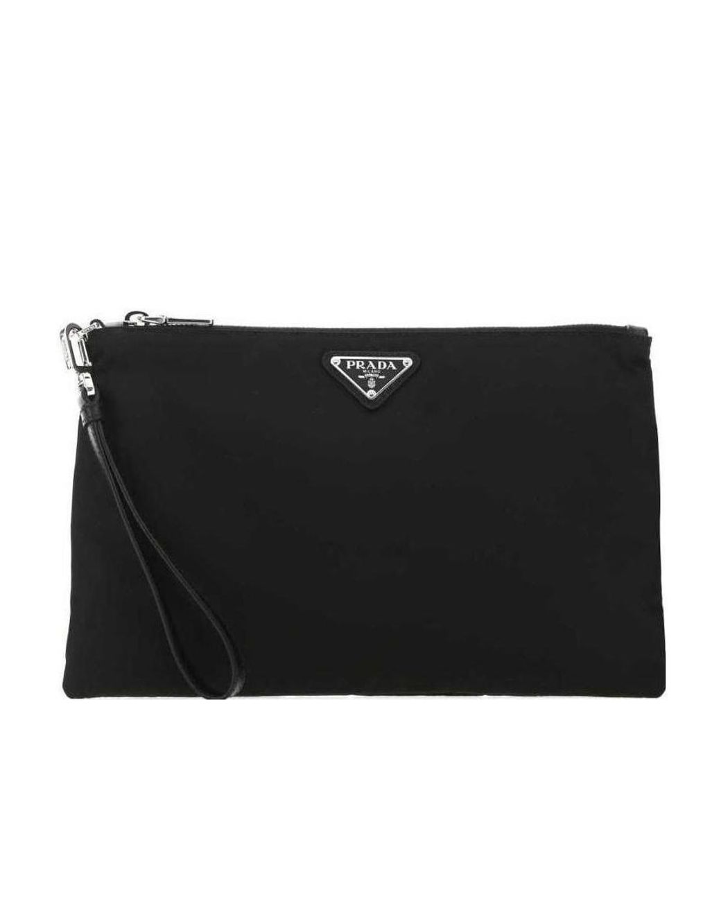 Prada Black Re-Nylon And Saffiano Leather Pouch for men