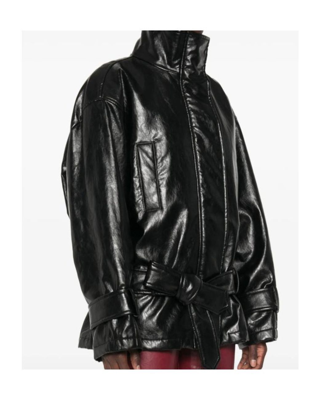 FEDERICA TOSI Black Belted High Neck Oversized Jacket