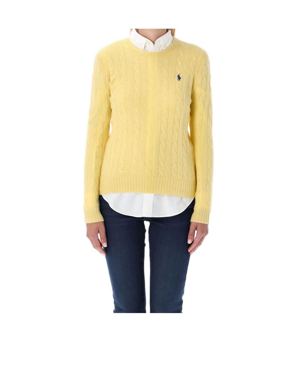 Polo Ralph Lauren Yellow Julianna Polo Pony Cable Knit Jumper