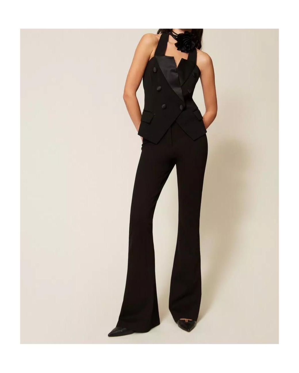 Twinset Black Logo Button Vest