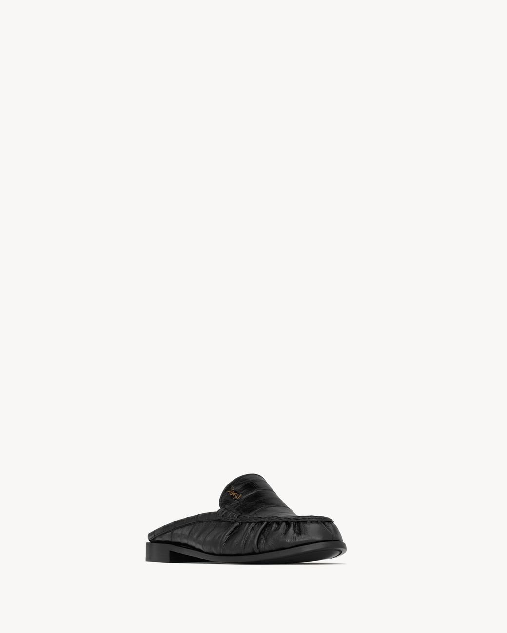 Saint Laurent Black Le Loafer Logo Plaque Slip-On Mules for men
