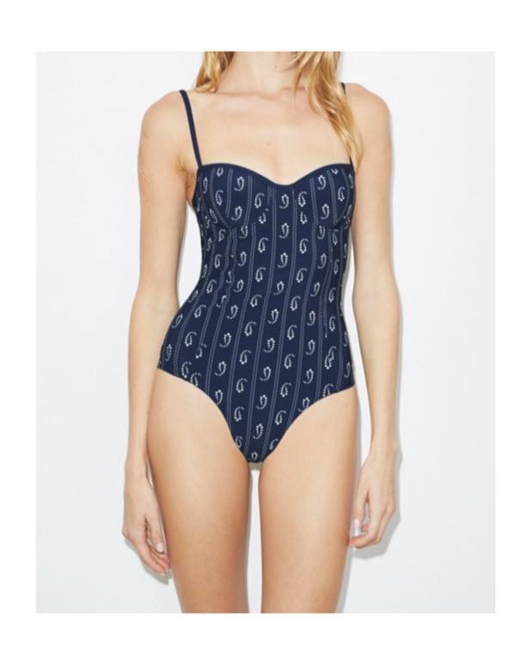 Tory Burch Blue Printed Underwire Swimsuit