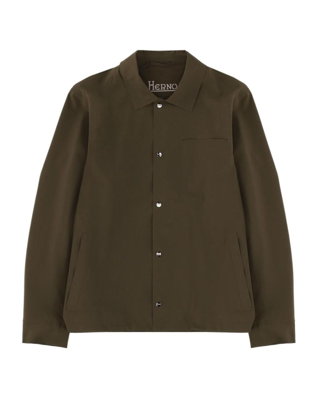 Herno Green Long-Sleeved Buttoned Shirt for men