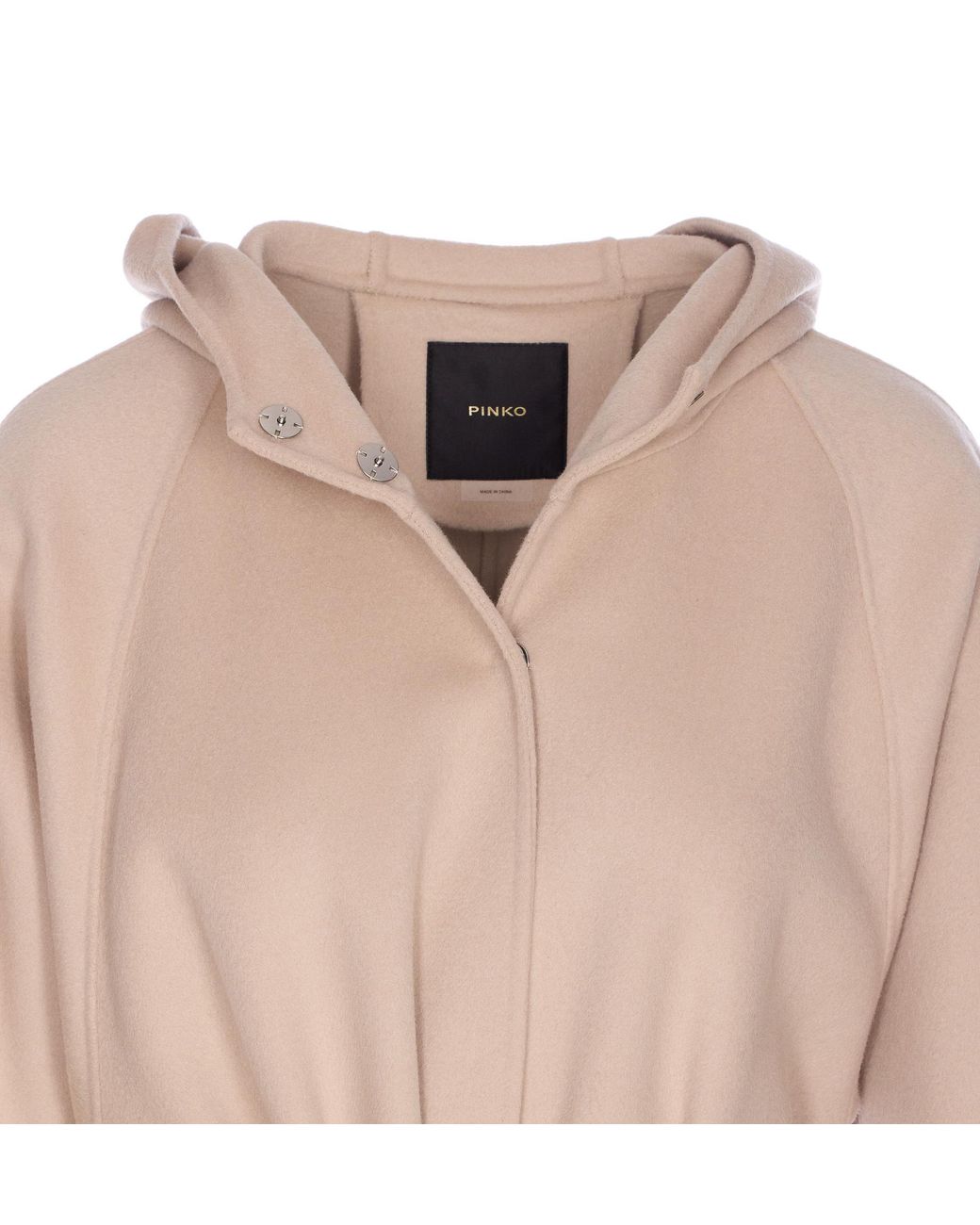 Pinko Natural Belted Hooded Coat