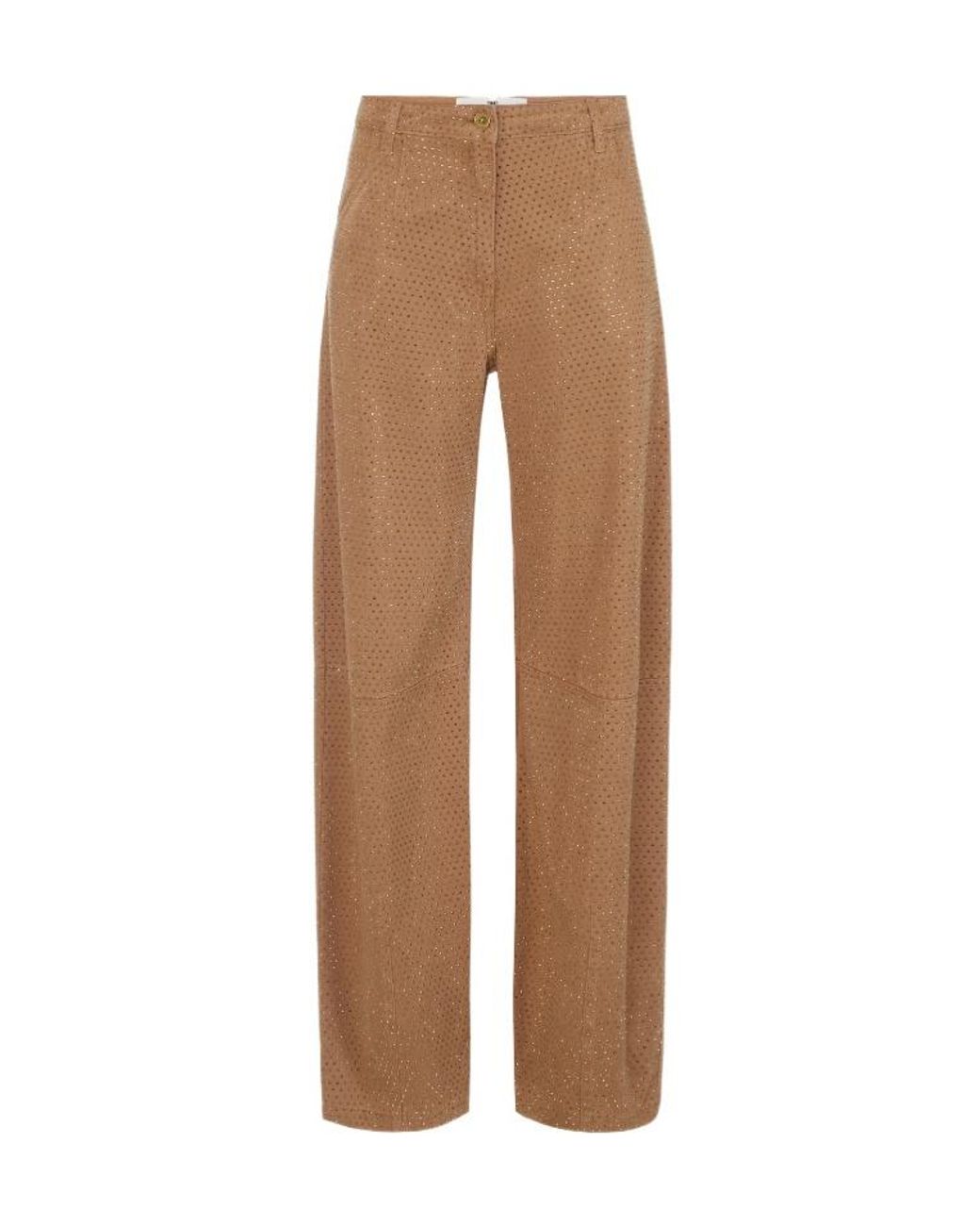 Elisabetta Franchi Brown Perforated Straight-Leg Pants