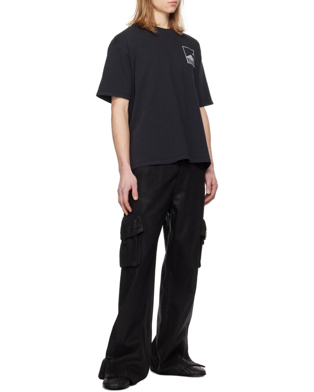 Rhude Black Logo Graphic T-Shirt for men