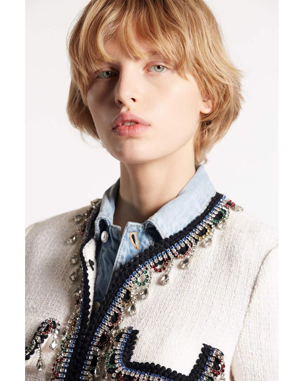 DSquared² White 24 Chic Embellished Cropped Jacket
