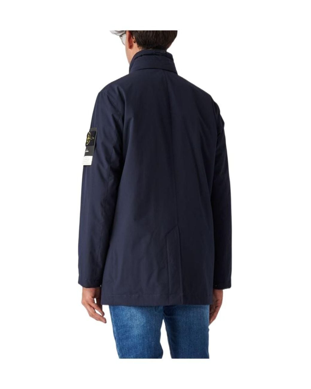 Stone Island Blue Logo-Patch Zip-Up Jacket for men