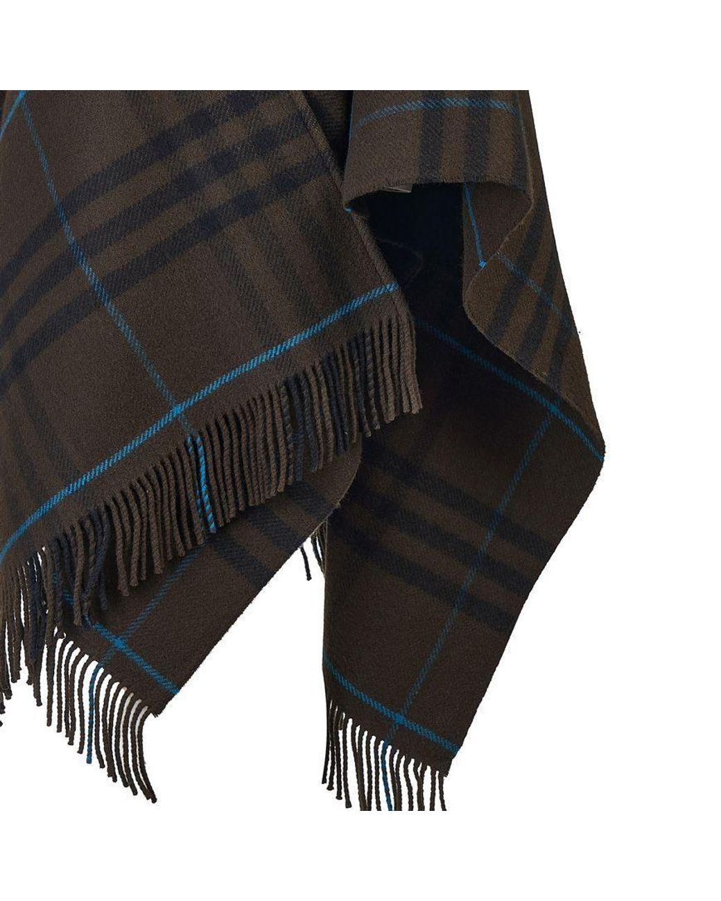 Burberry Black Checked Fringed Cape