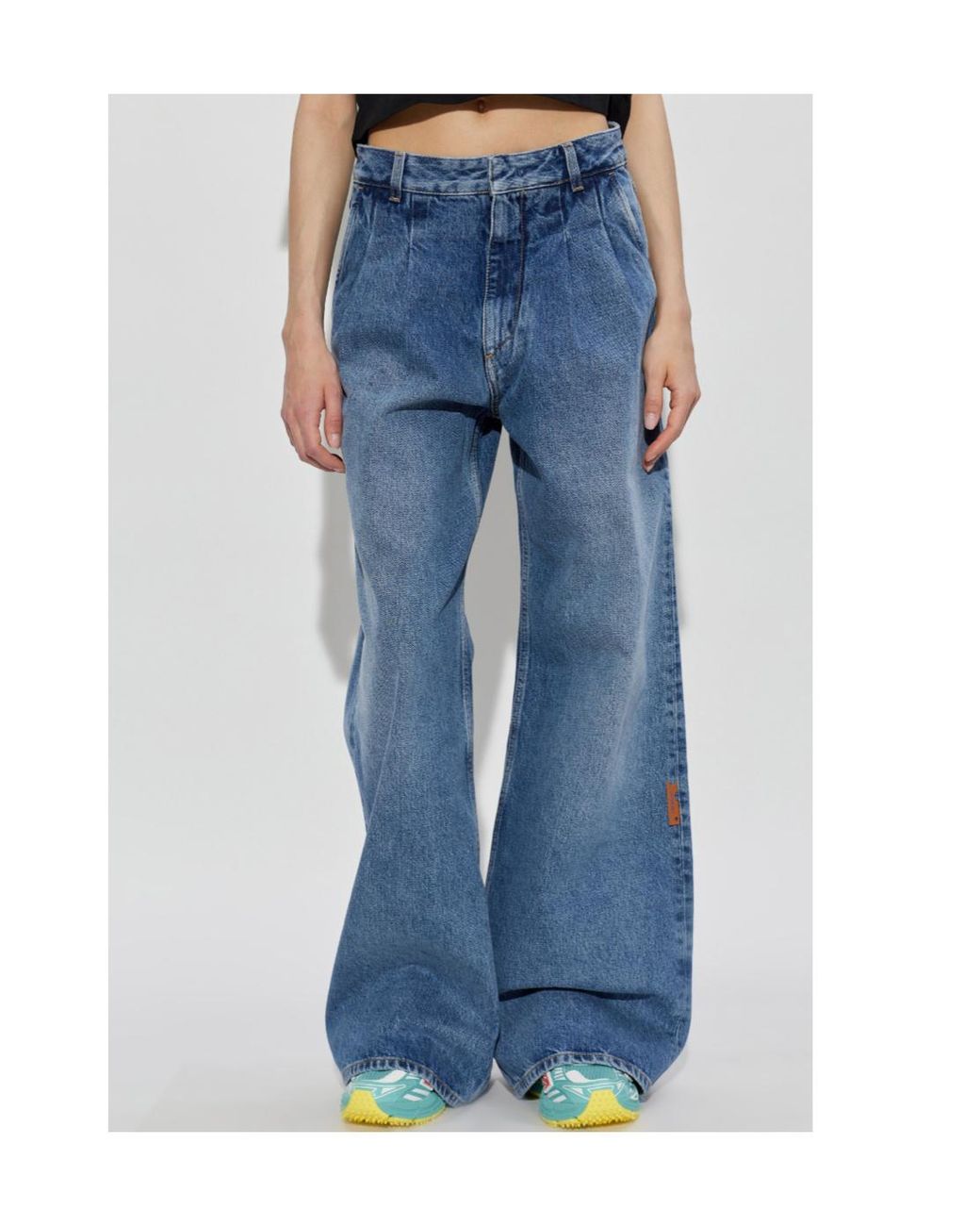 Off-White c/o Virgil Abloh Blue Pleated Wide-Leg Jeans