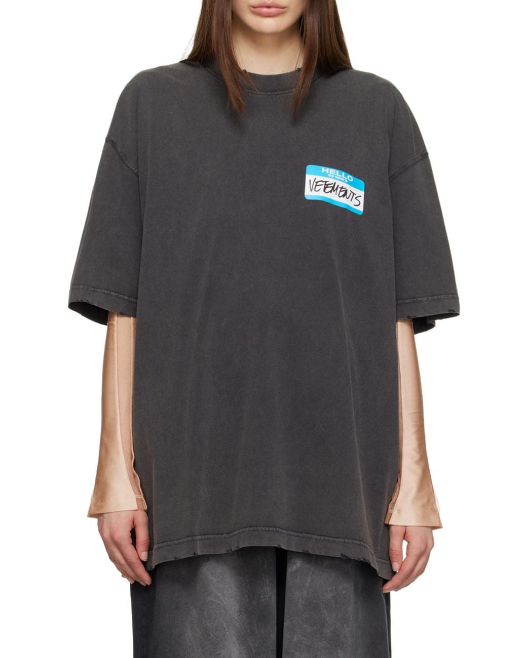 Vetements Gray My Name Is Cotton T-Shirt for men