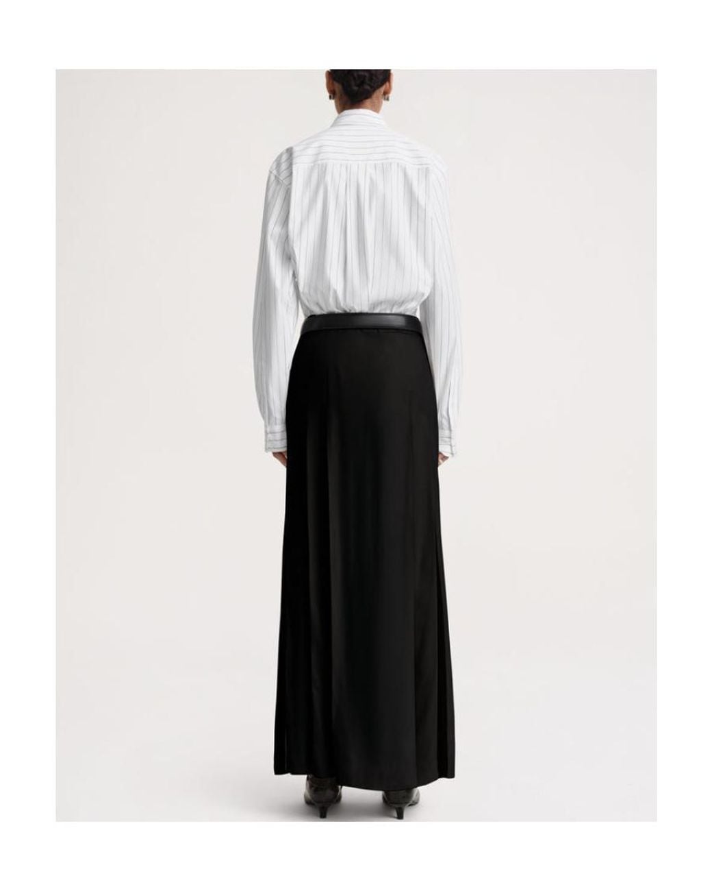 Totême  Black Totême Wrap-Around Box-Pleated Maxi Skirt
