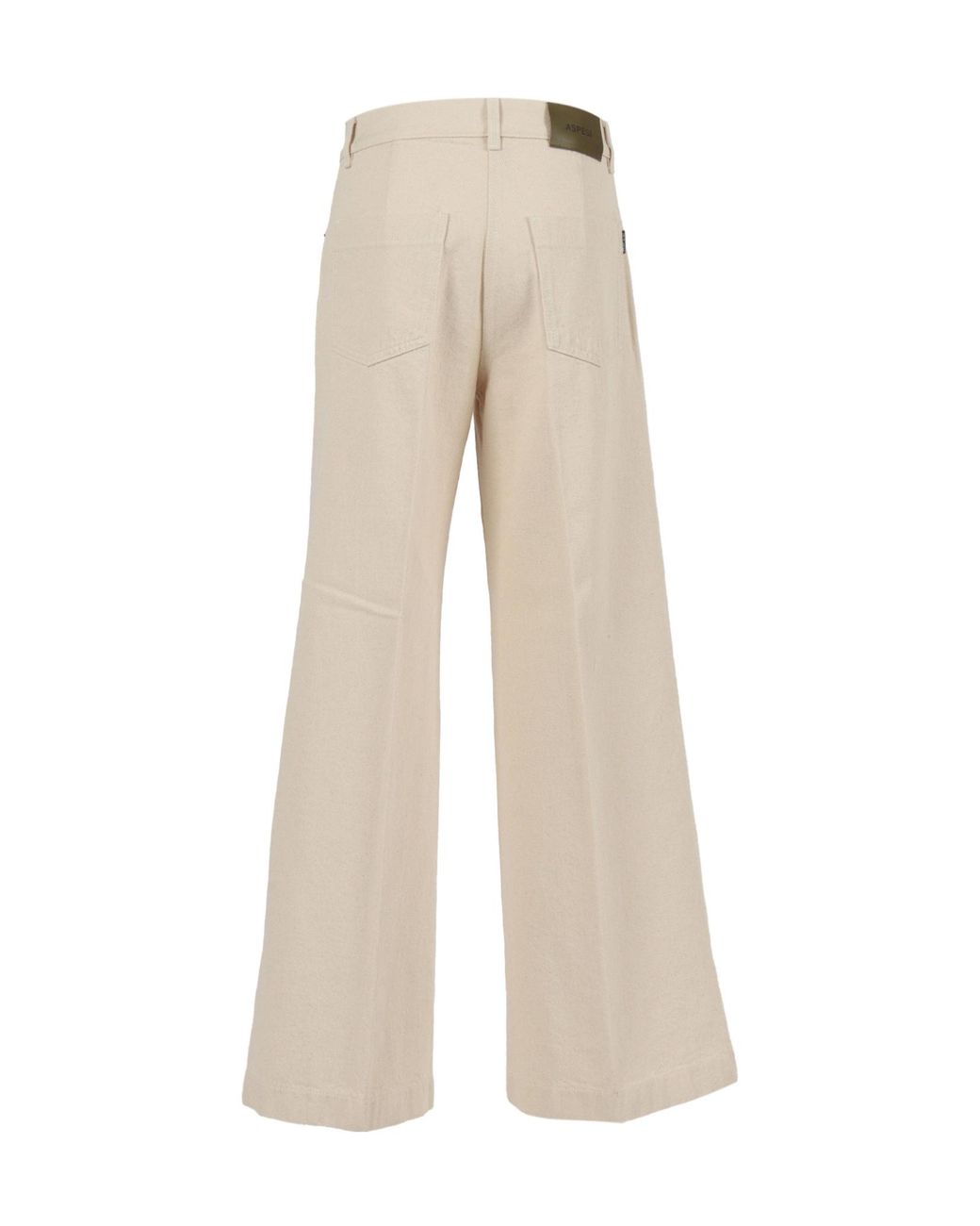 Aspesi Natural Logo Patch Wide Leg Jeans