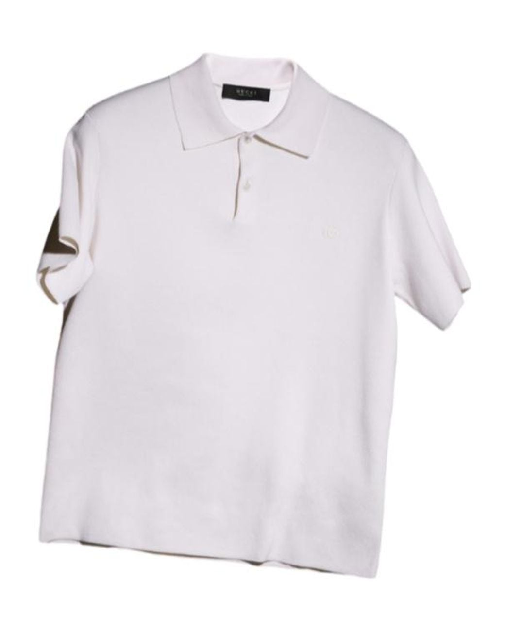 Gucci White Silk Cotton Polo Shirt With Embroidery for men