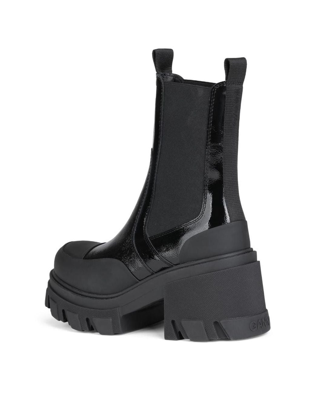 Ganni Black Cleated Mid Chelsea Boots