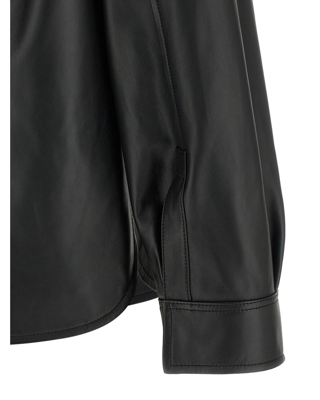 Loewe Black Curved Hem Leather Shirt for men