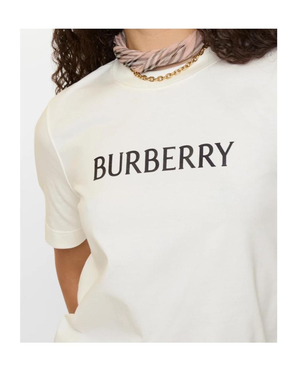 Burberry White Logo Printed Crewneck T-Shirt