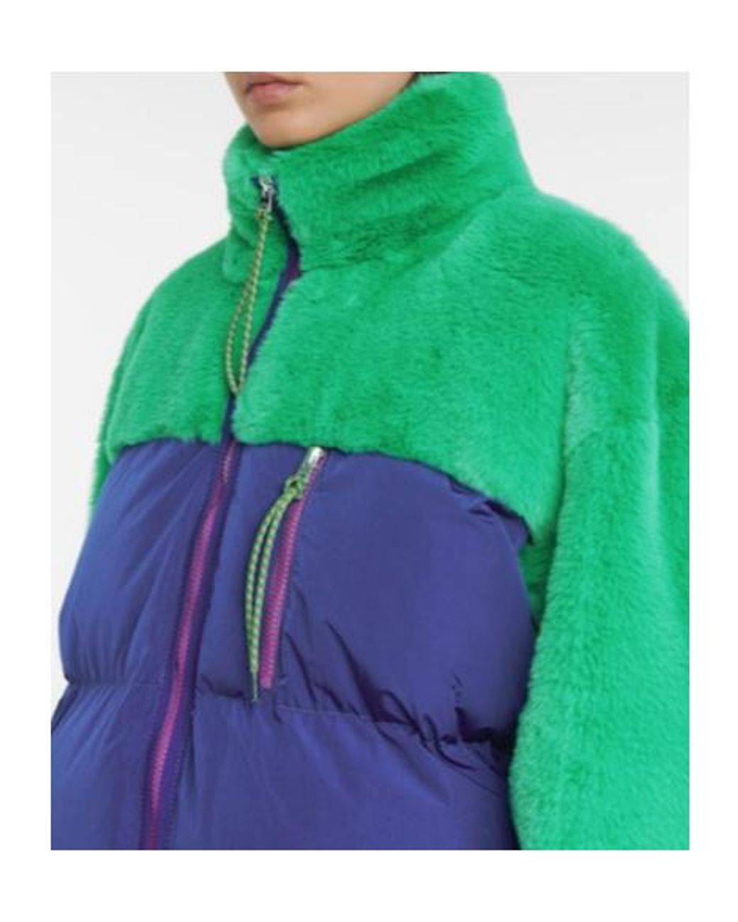 Stella McCartney Green Color-Blocked Loose Cotton Jacket