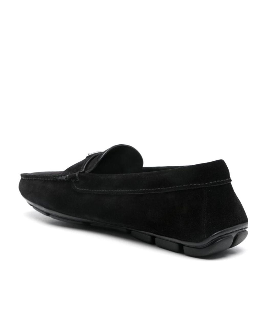 Prada Black Triangle-Logo Slip-On Loafers for men