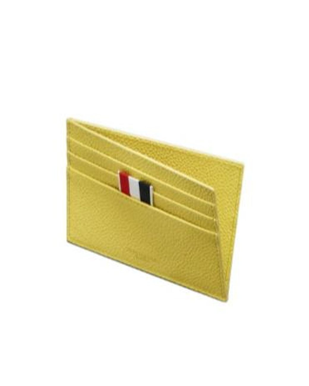 Thom Browne Yellow Pebble-Grain Card Holder for men