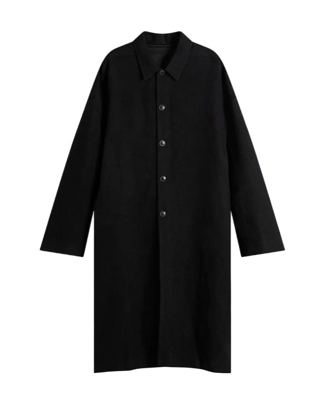 Rick Owens Black Brad Button-Up Coat for men