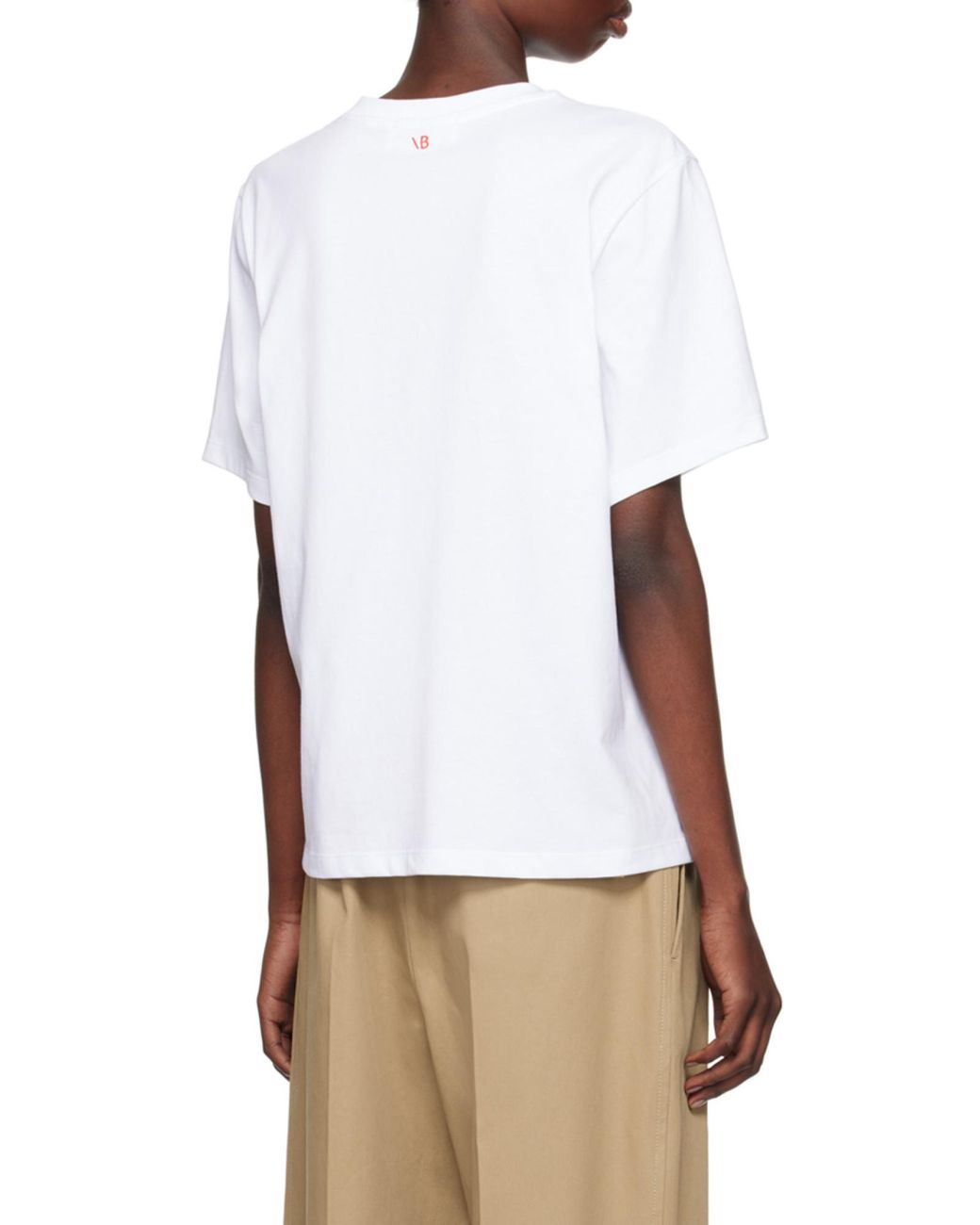Victoria Beckham White Text Printed Crewneck T-Shirt
