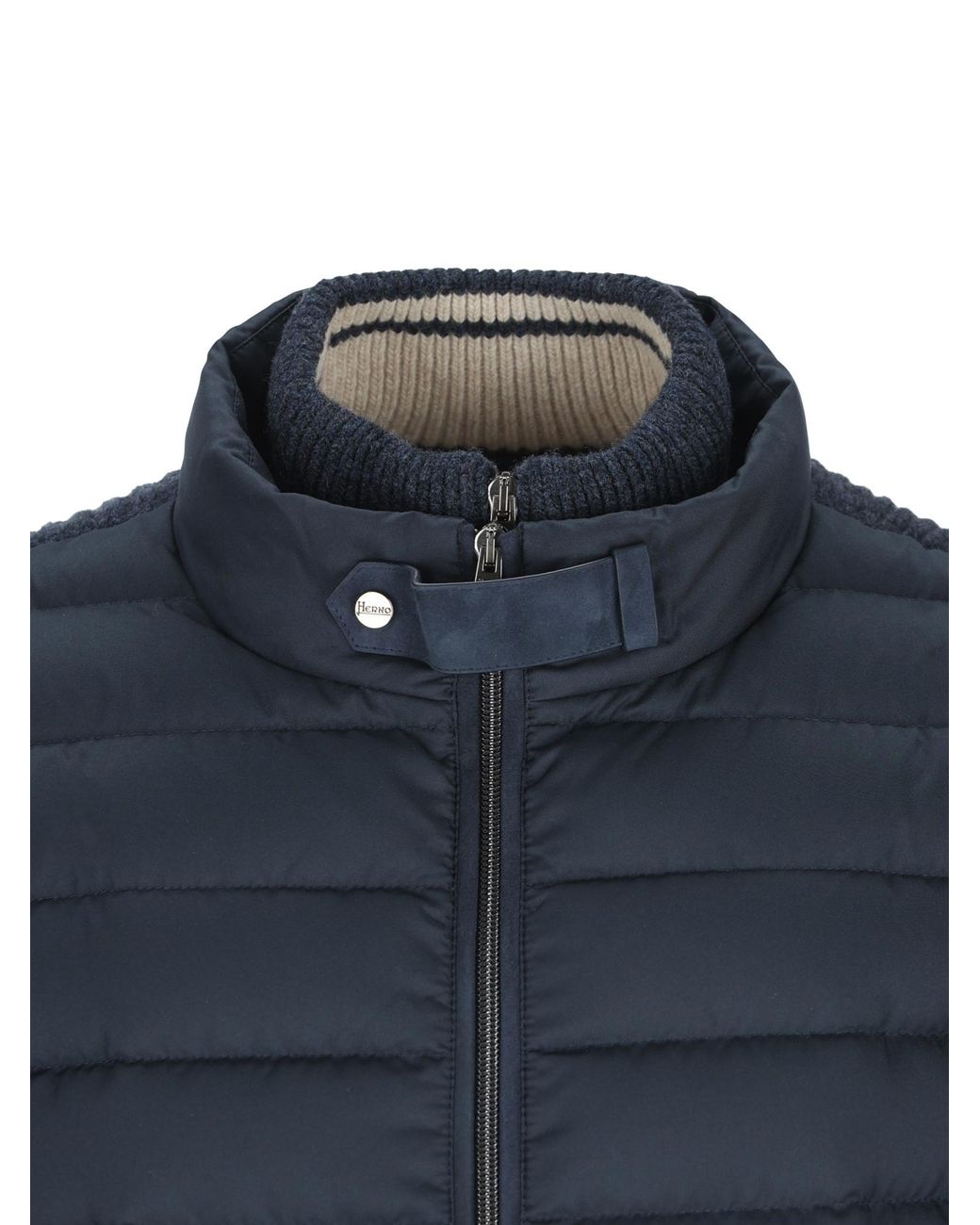 Herno Blue Quilted Knit Hybrid Jacket for men
