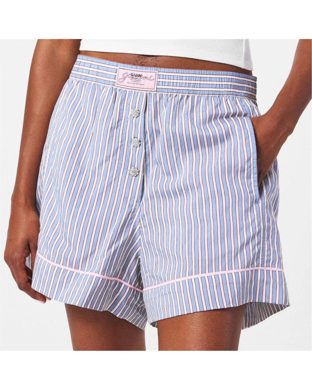 Ganni Blue Striped Shorts