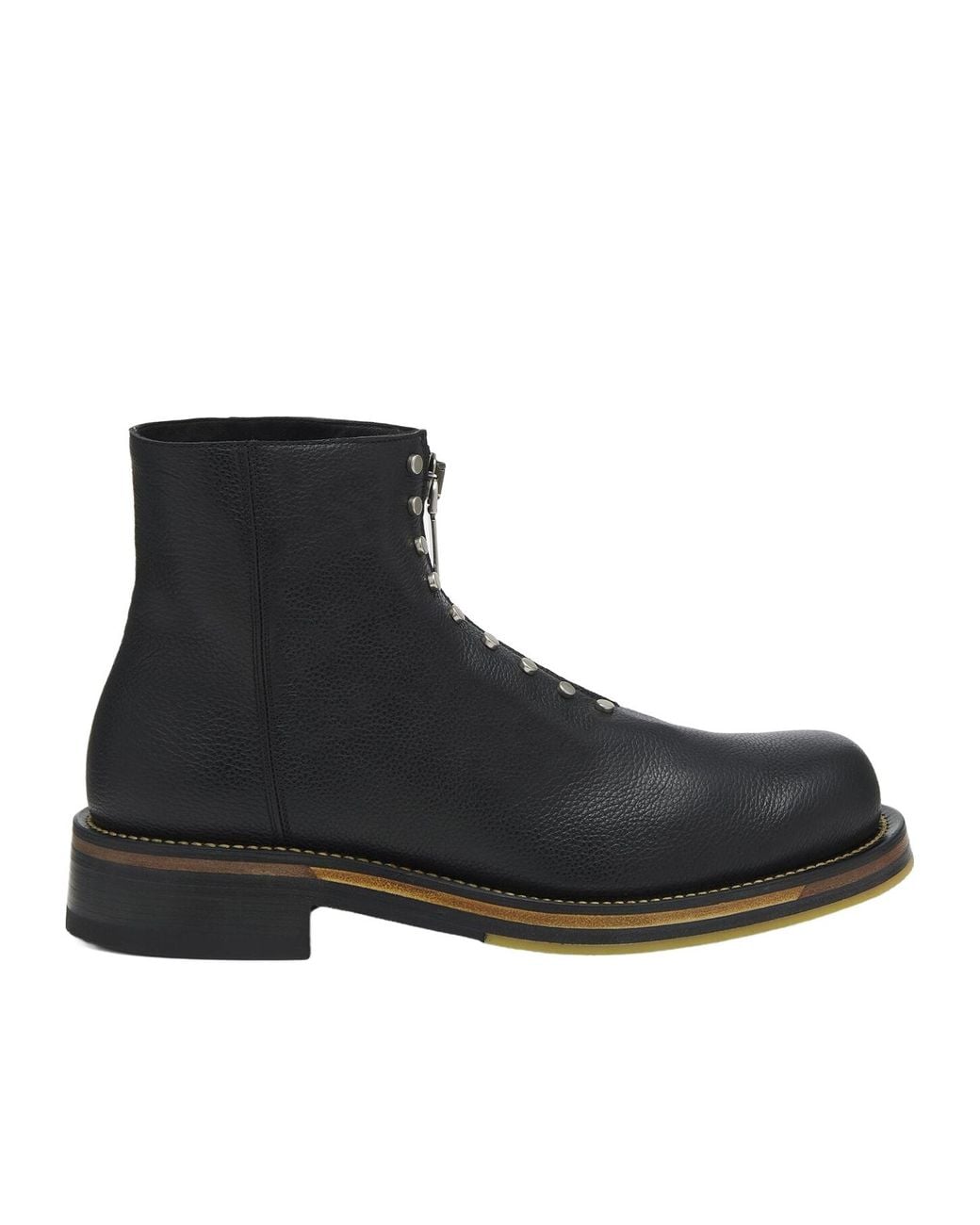 McQueen Black Studded Zip-Detailed Ankle Boots for men