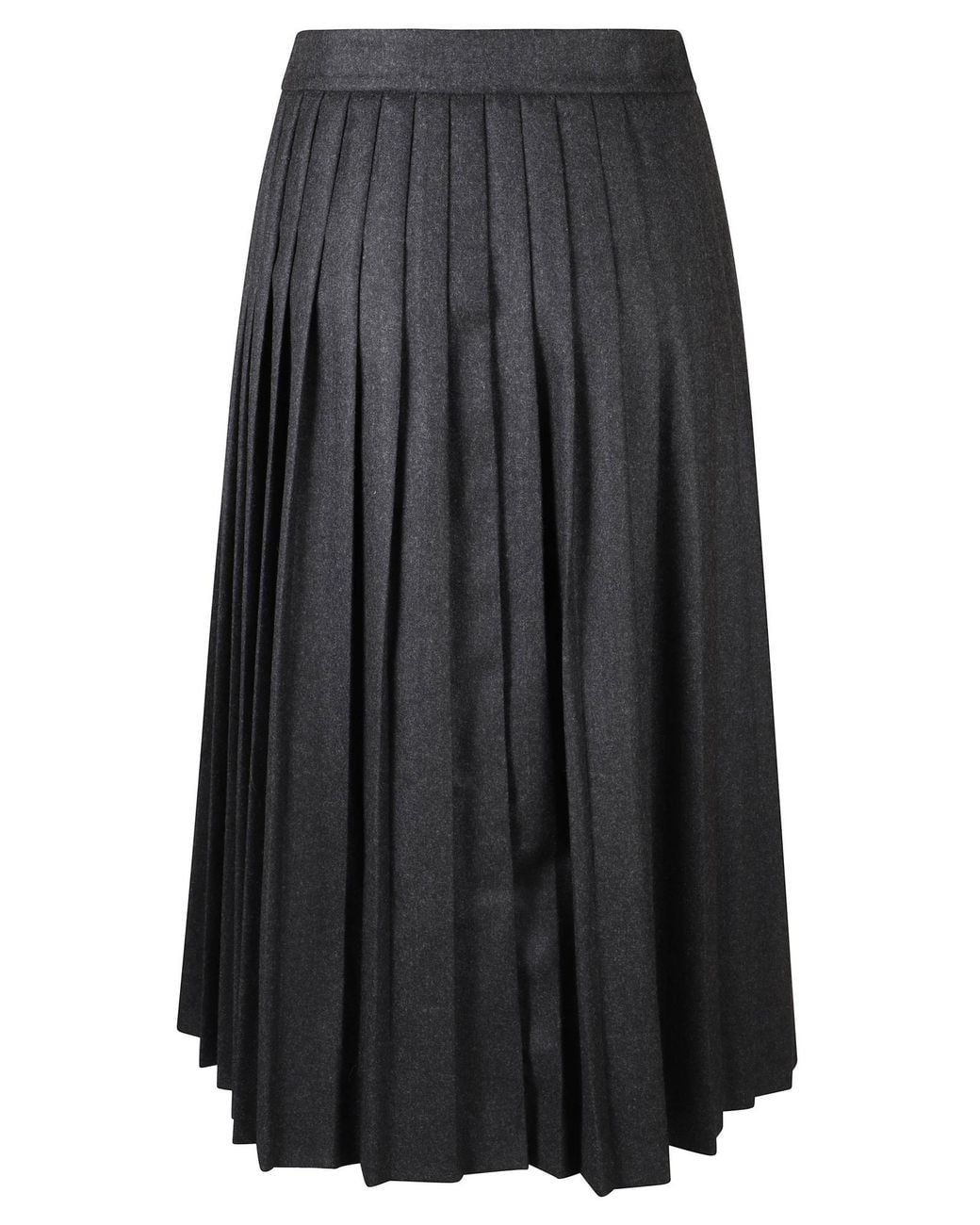 Prada Gray Pleated Wool Flannel Skirt
