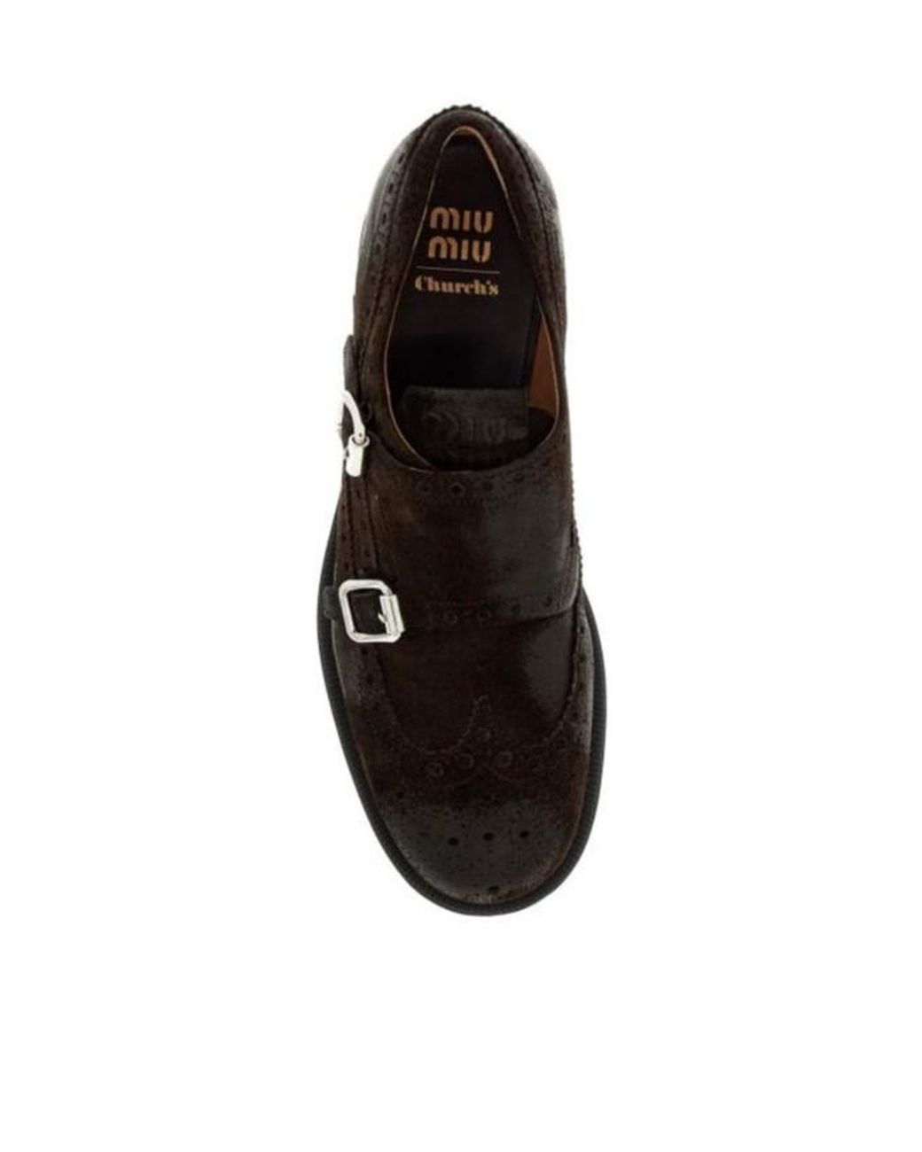 Miu Miu Black Church's X Suede Monk Strap Brogues